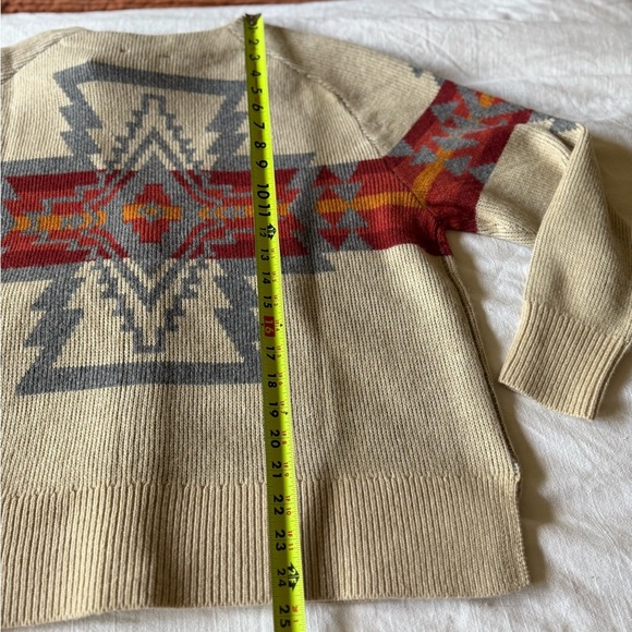 Pendleton Cream and Red Cardigan Sweater Oversized Wool Blend - Picture 13 of 13
